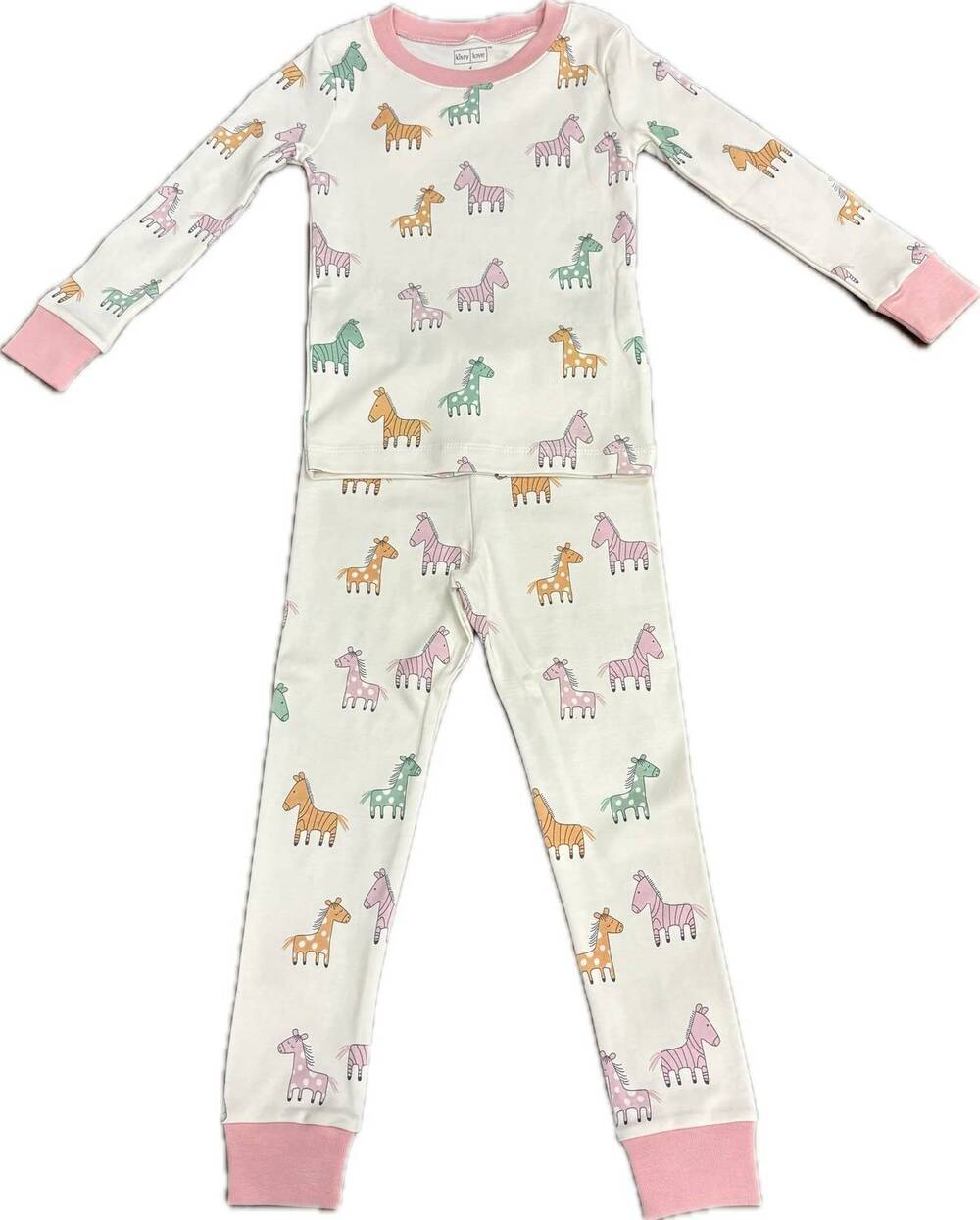 NEW KISSY KISSY kids' zebra and friends snug pajama set in pink